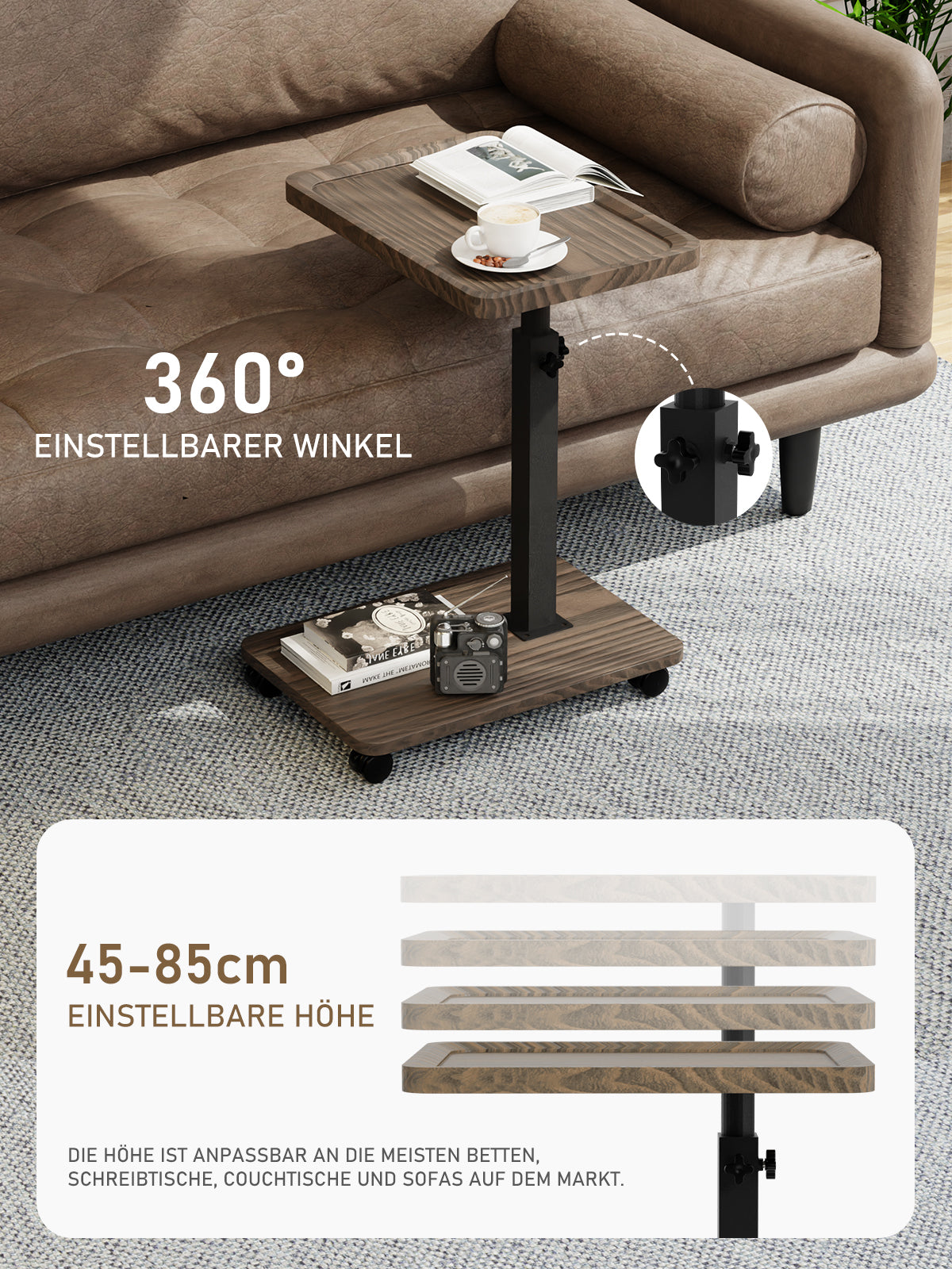 Beistelltisch höhenverstellbar mit Rollen