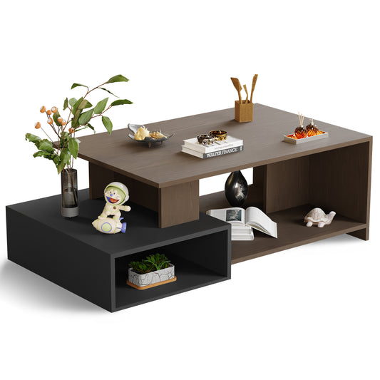 Couchtisch Wohnzimmertisch, Couchtisch mit offenem Stauraum, Sofatisch holz