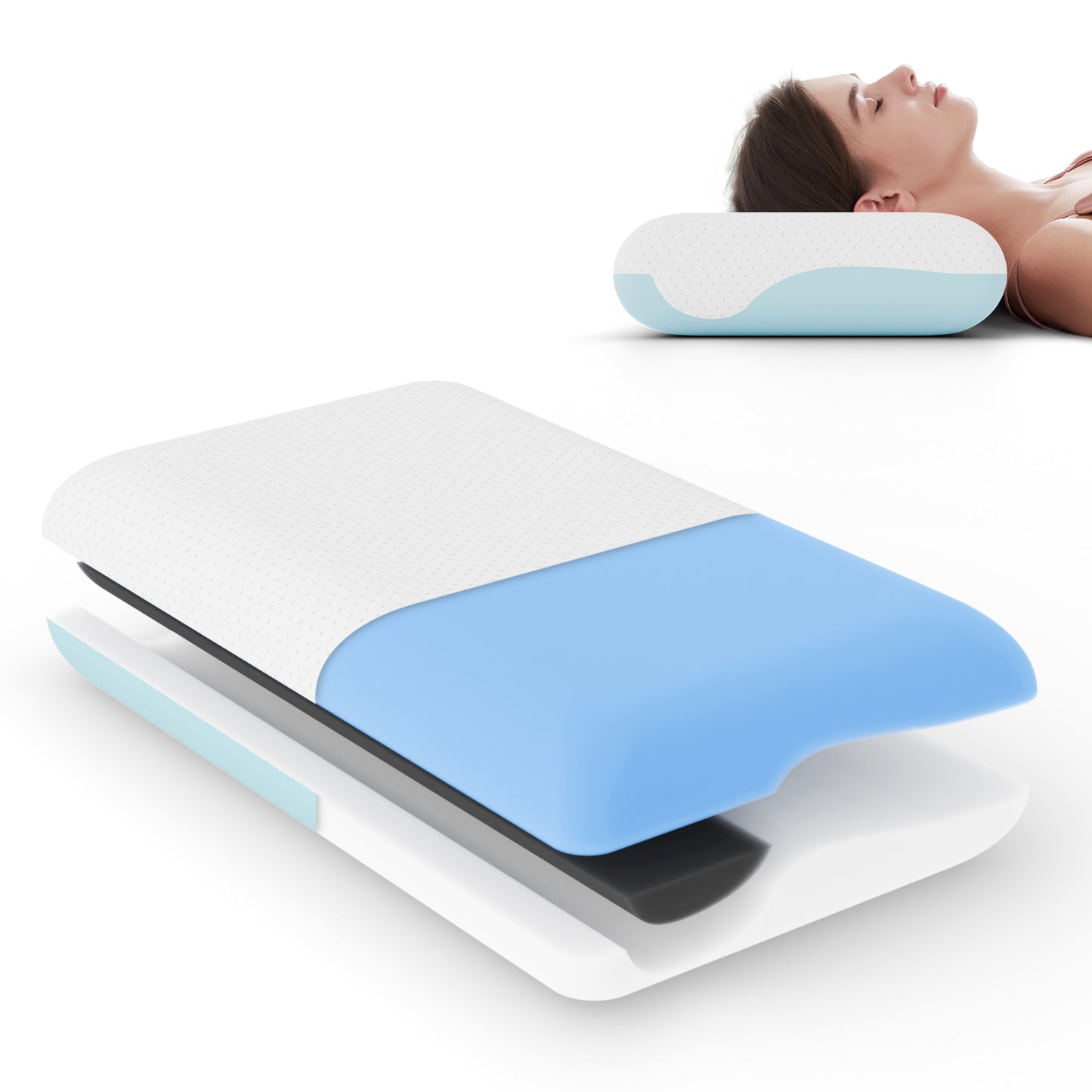 ROYGBIV Ergonomisches Memory-Schaum Nackenstützkissen – 4-in-1 Liegekomfort, 11 cm Höhe, Doppelseitiger Bezug, Atmungsaktiv