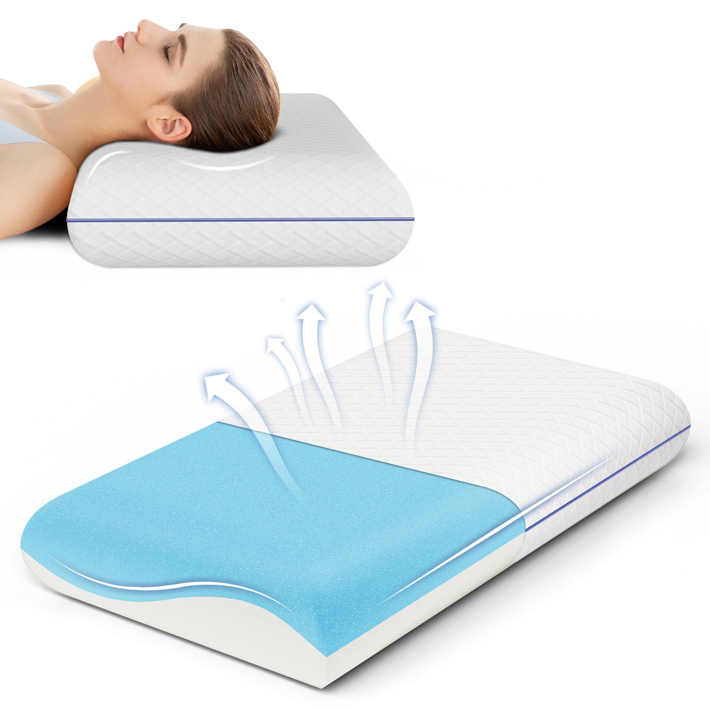 Nackenstützkissen Memory Foam Kissen, Orthopädisches Kissen, 12cm Höhe 