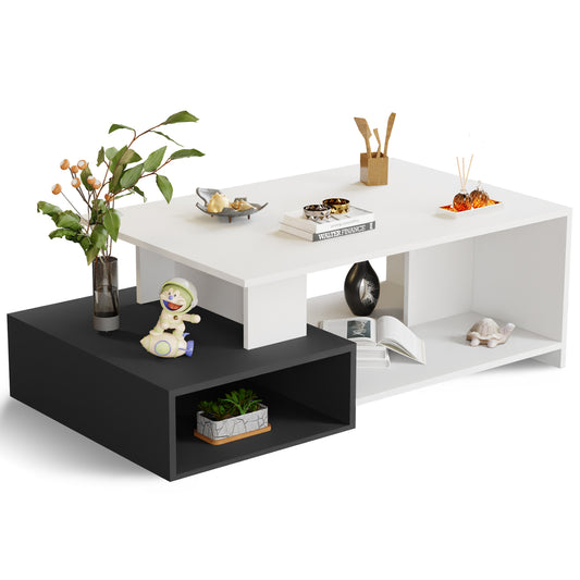 Couchtisch Wohnzimmertisch, Couchtisch mit offenem Stauraum, Sofatisch holz