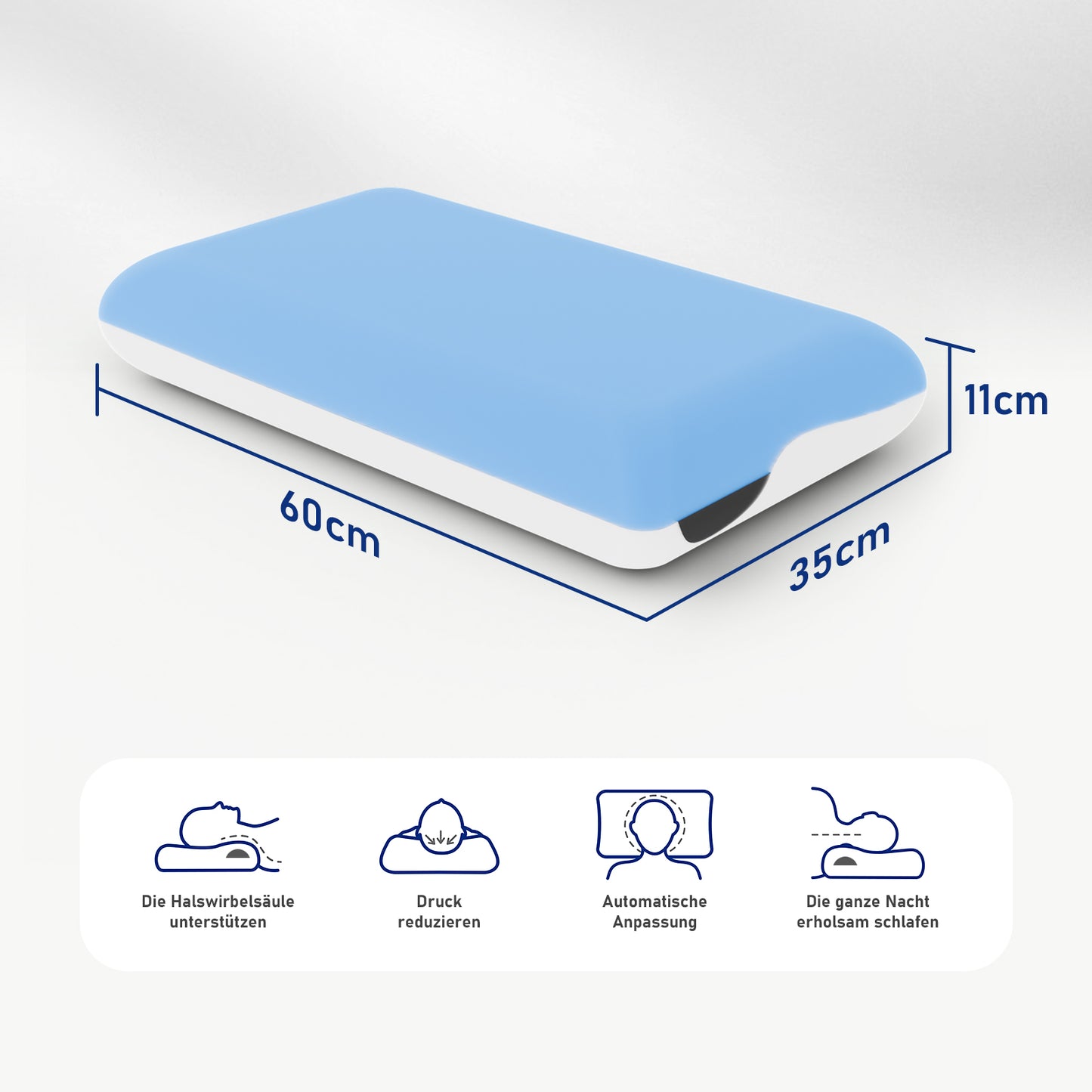 ROYGBIV Ergonomisches Memory-Schaum Nackenstützkissen – 4-in-1 Liegekomfort, 11 cm Höhe, Doppelseitiger Bezug, Atmungsaktiv