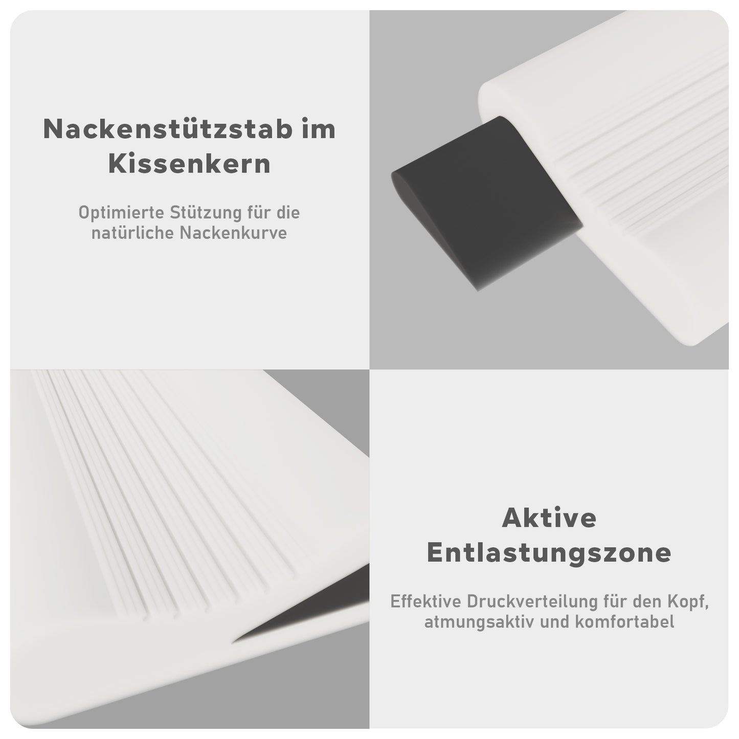 ROYGBIV Ergonomisches Nackenstützkissen aus Memory-Schaum – 60×38 cm, 3-Zonen-Höhenprofil 10/7/12 cm, für Rücken-, Seiten- & Bauchschläfer, atmungsaktiv mit waschbarem Bezug