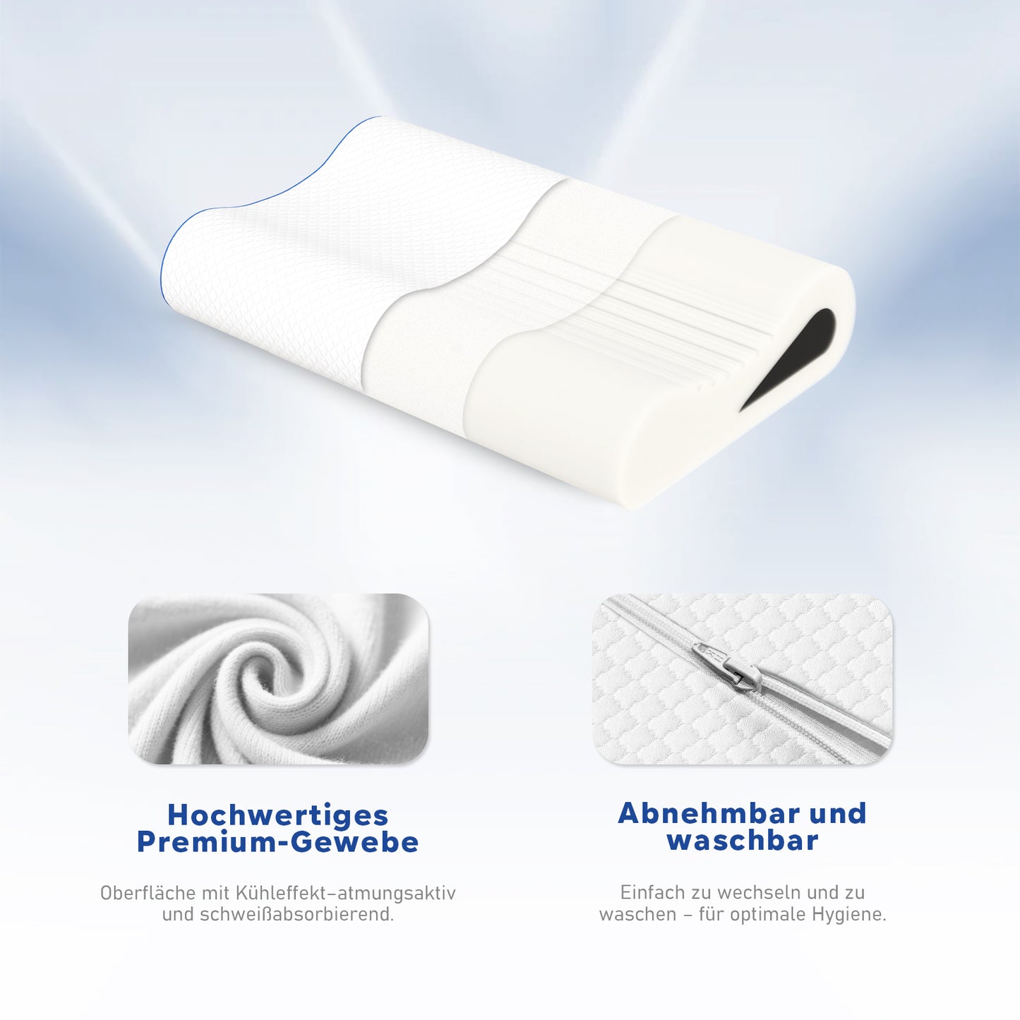 ROYGBIV Nackenstützkissen Orthopädisches Ergonomisches Wellenform Kopfkissen 60×38 cm