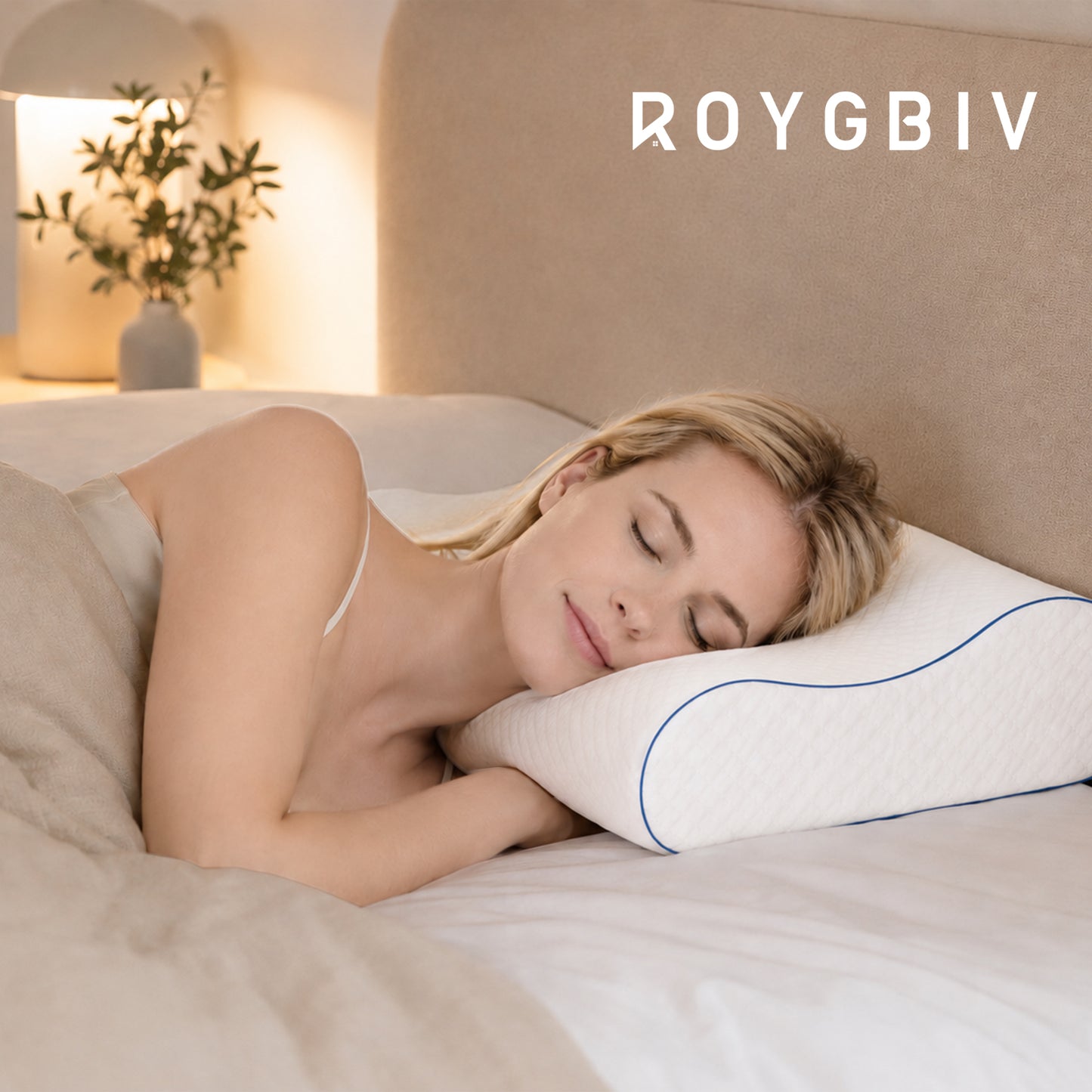 ROYGBIV Nackenstützkissen Orthopädisches Ergonomisches Wellenform Kopfkissen 60×38 cm