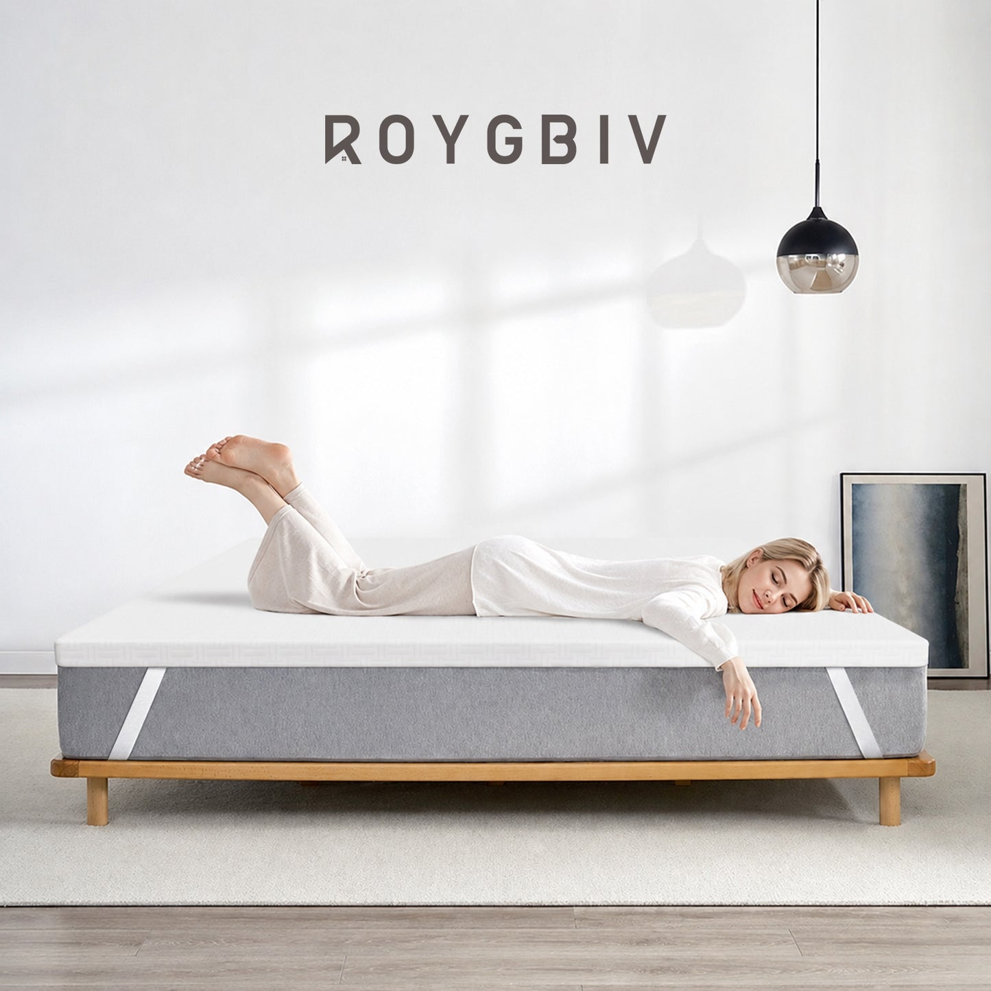 ROYGBIV 5cm Gel Memory Foam Mattress Topper - Reversible 2-Layer Design for Pressure Relief - Premium Skin-Friendly Washable Cover - Oeko-Tex Certified