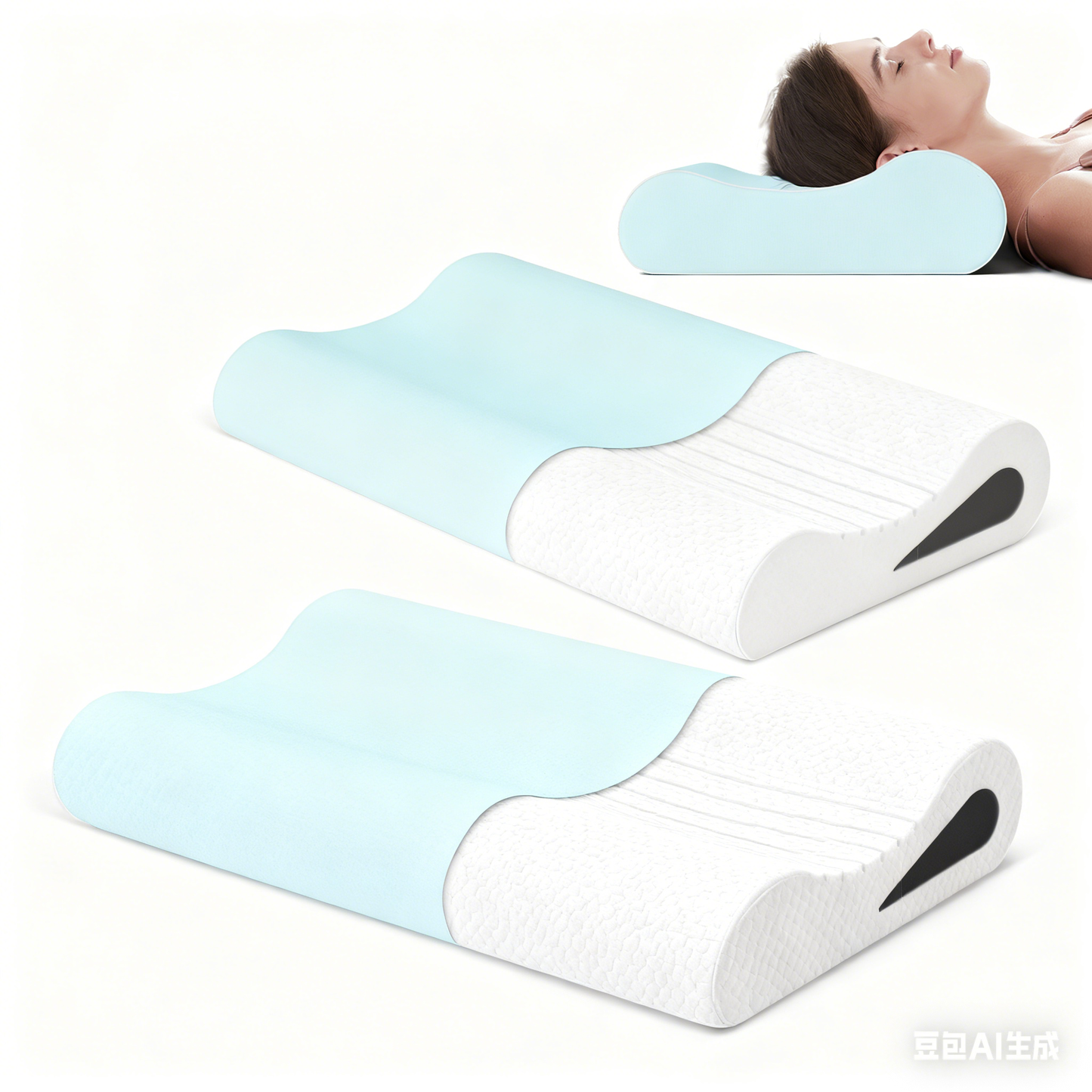 ROYGBIV Ergonomisches Nackenstützkissen aus Memory-Schaum – 60×38 cm, 3-Zonen-Höhenprofil 10/7/12 cm, für Rücken-, Seiten- & Bauchschläfer, atmungsaktiv mit waschbarem Bezug